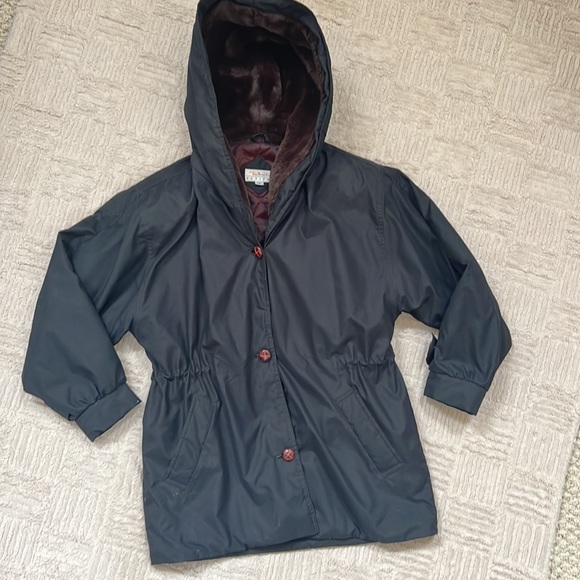 Talbots coat jacket with hood in black Size 8P - Picture 2 of 16